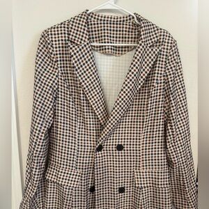 Plaid Double-Breasted Blazer